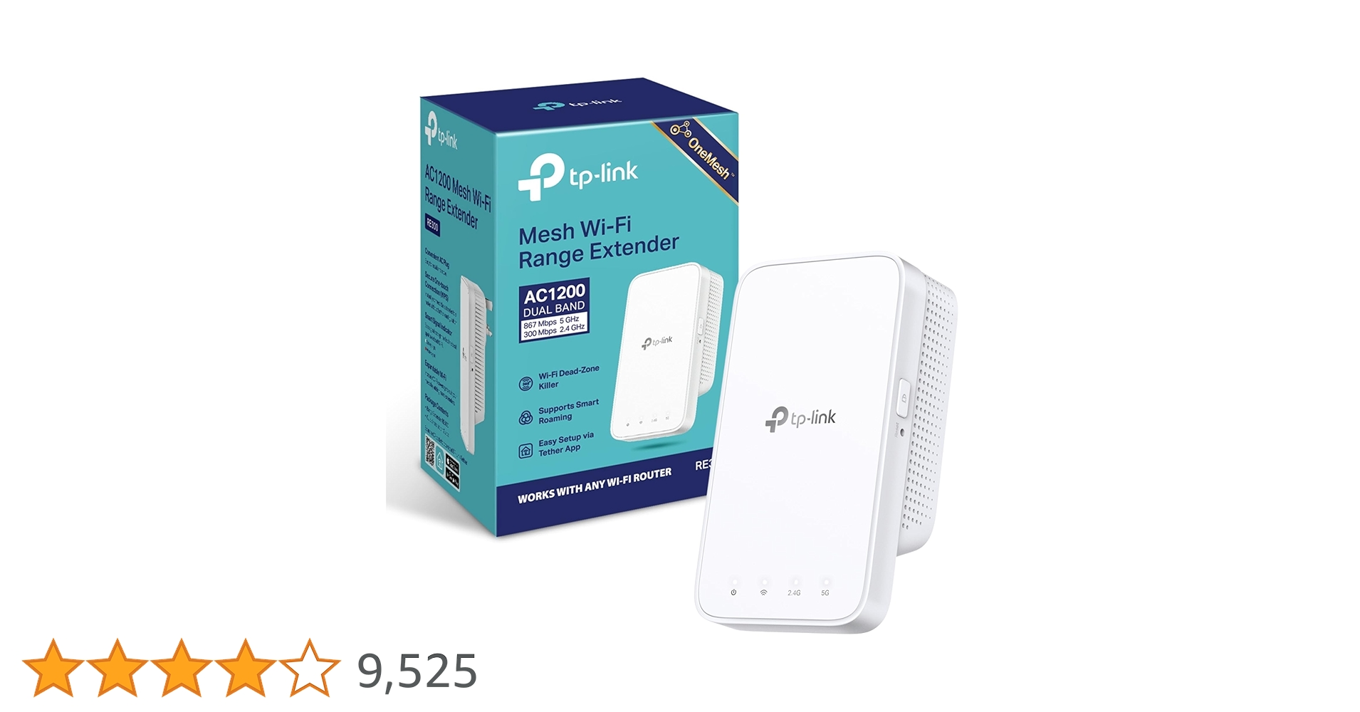 TP-Link AC1200 Mesh Dual Band Wi-FI Range Extender, Broadband/Wi-Fi Extender, Wi-Fi Booster