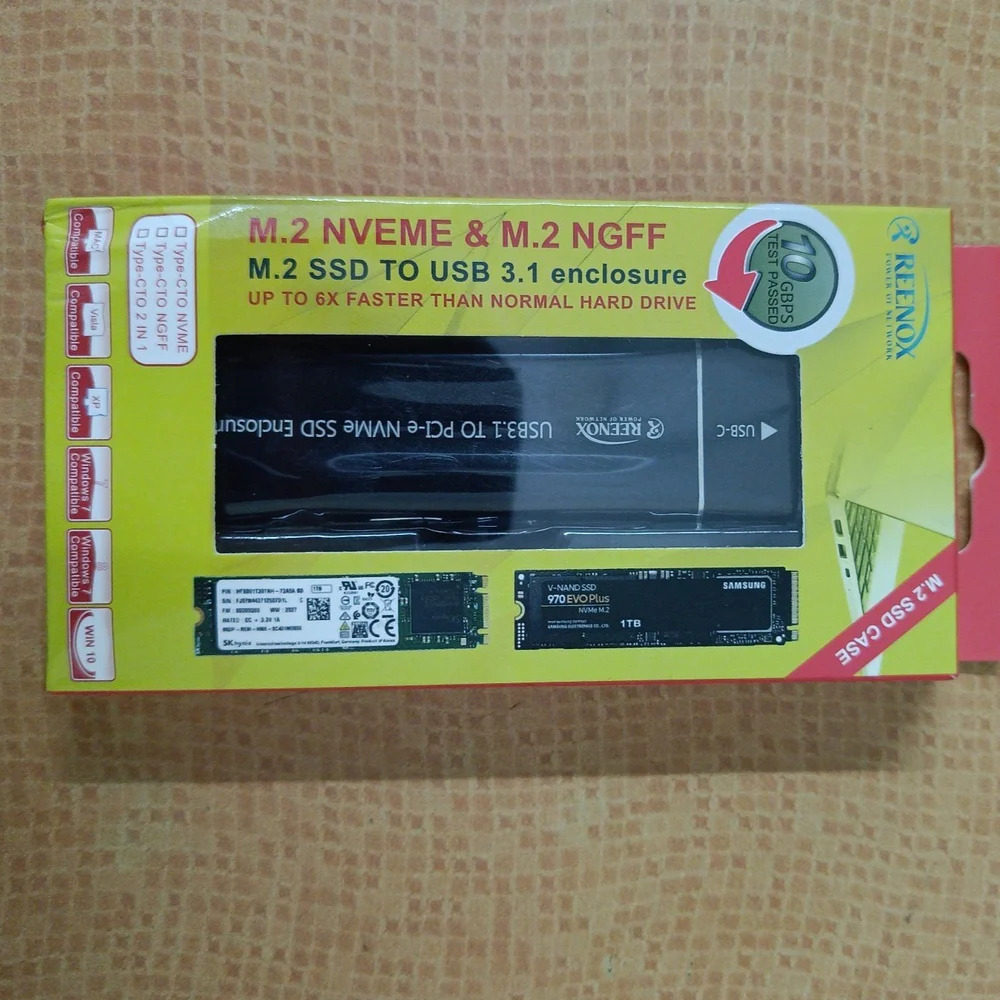 Black M.2 SSD To USB 3.1 Enclosure